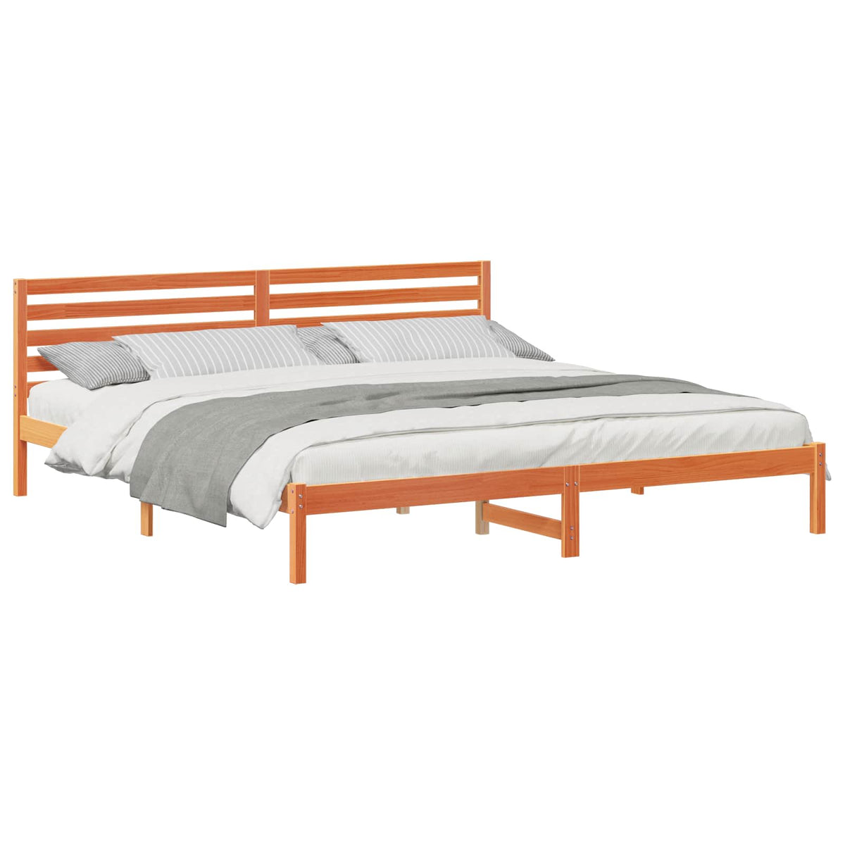 Sengestel med hovedgærde Voks brun 200 x 210 cm Massiv fyrretræ