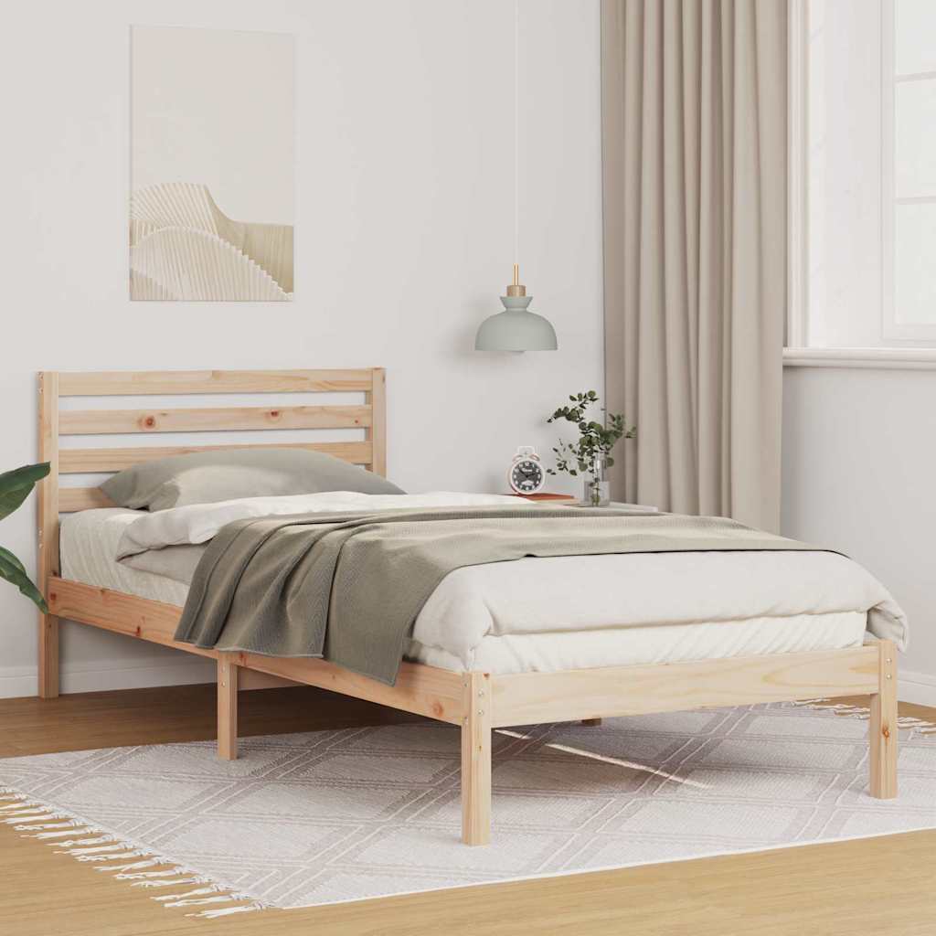 Sengestel med hovedgærde Brun 80 x 220 cm Massiv fyrretræ