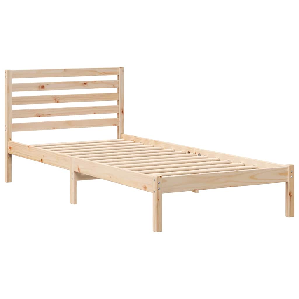 Sengestel med hovedgærde Brun 80 x 220 cm Massiv fyrretræ