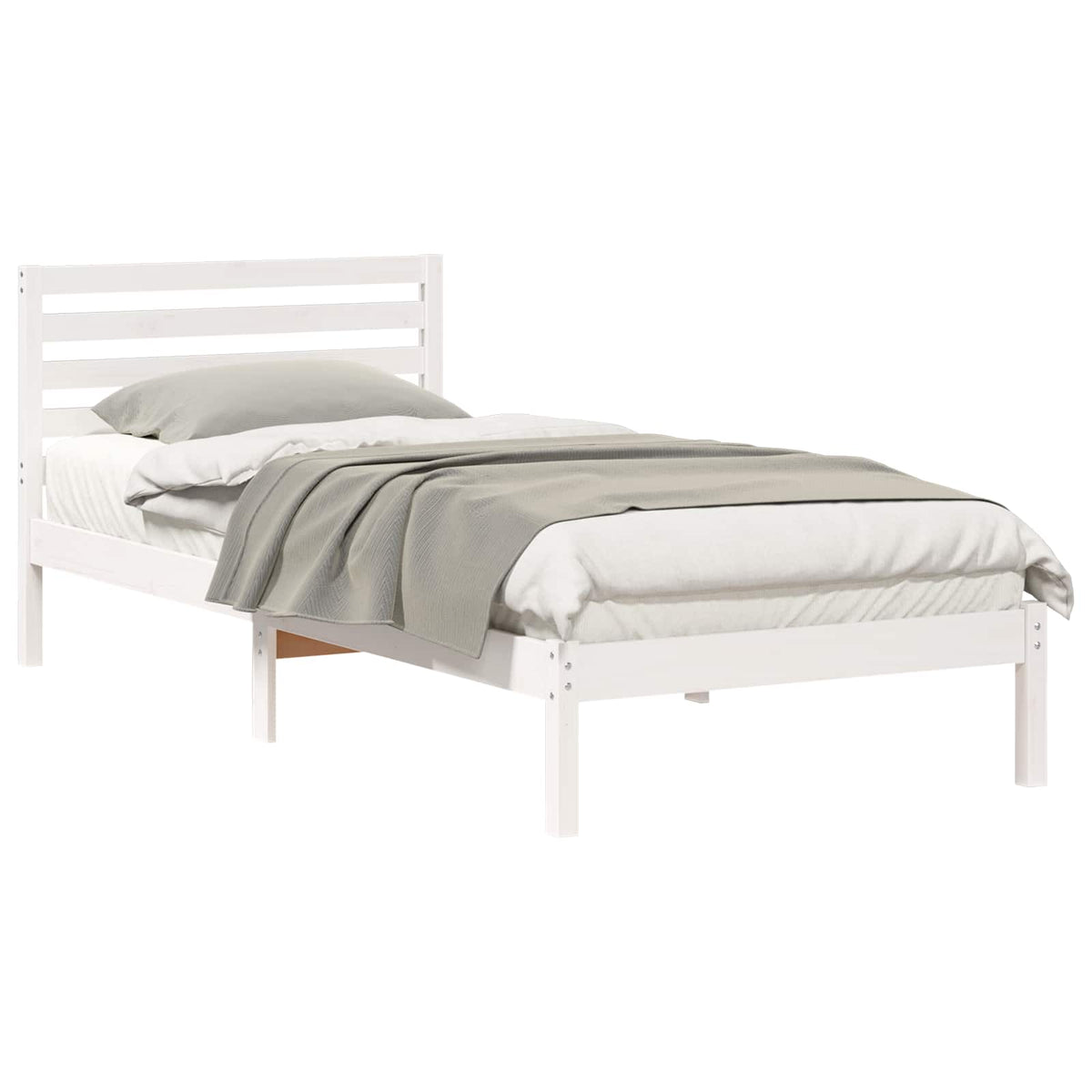 Sengestel med hovedgærde Hvid 80 x 220 cm Massiv fyrretræ