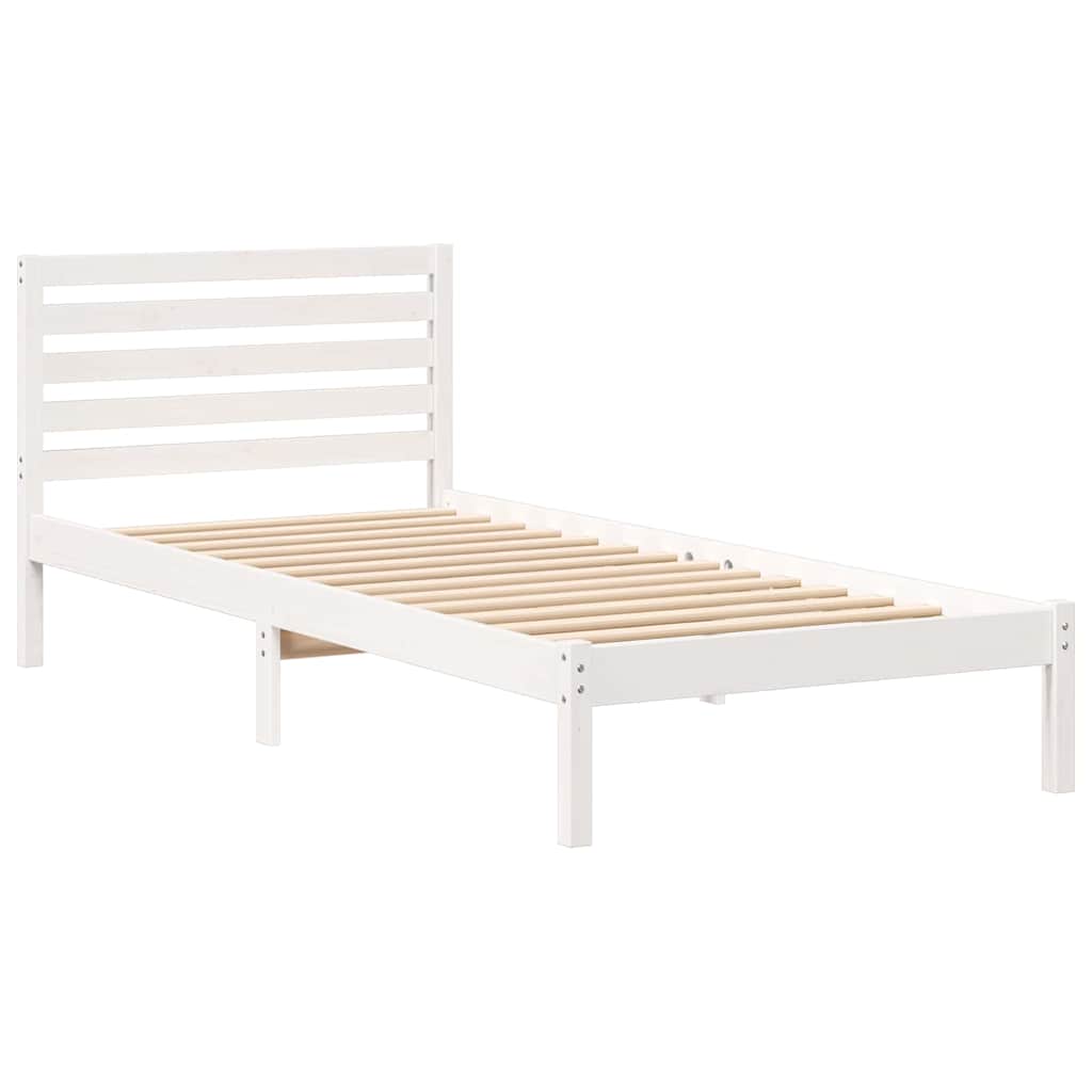 Sengestel med hovedgærde Hvid 80 x 220 cm Massiv fyrretræ