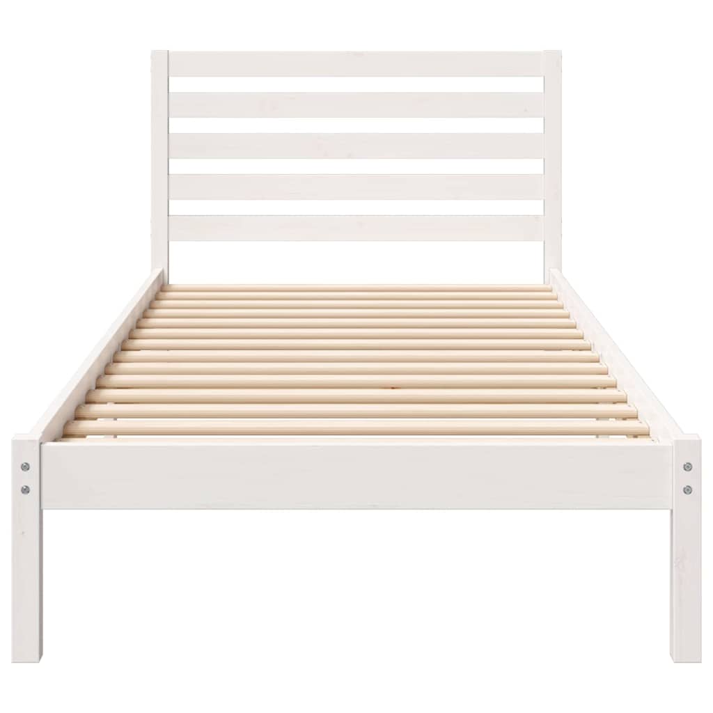 Sengestel med hovedgærde Hvid 80 x 220 cm Massiv fyrretræ