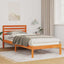 Sengestel med hovedgærde Voks brun 90 x 220 cm Massiv fyrretræ