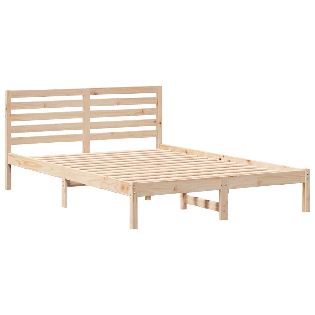 Sengestel med hovedgærde Brun 140 x 220 cm Massiv fyrretræ