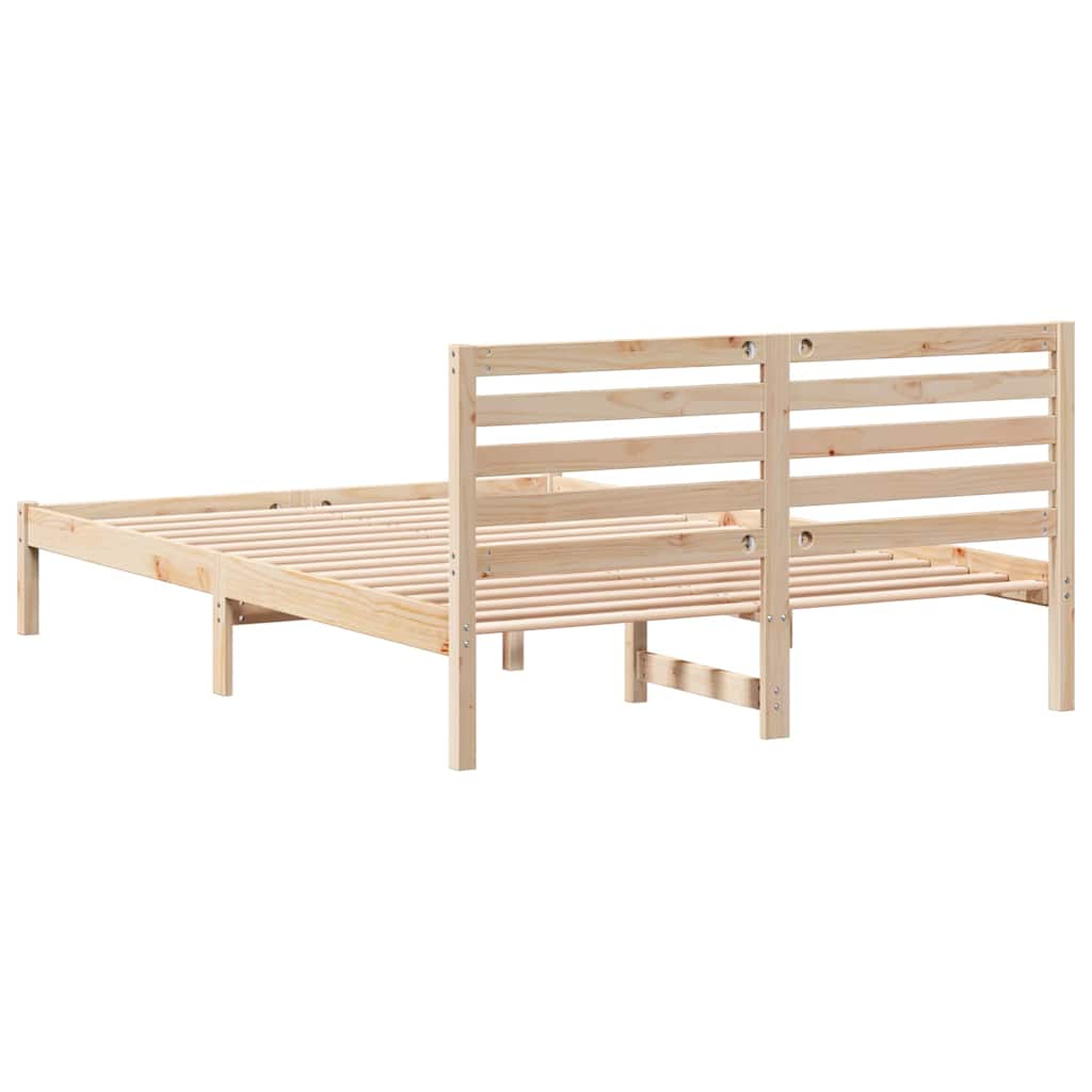 Sengestel med hovedgærde Brun 140 x 220 cm Massiv fyrretræ