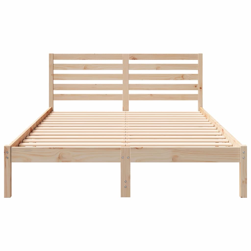 Sengestel med hovedgærde Brun 140 x 220 cm Massiv fyrretræ