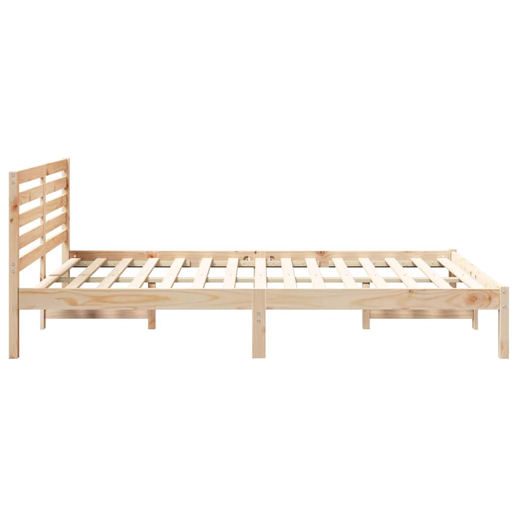 Sengestel med hovedgærde Brun 140 x 220 cm Massiv fyrretræ