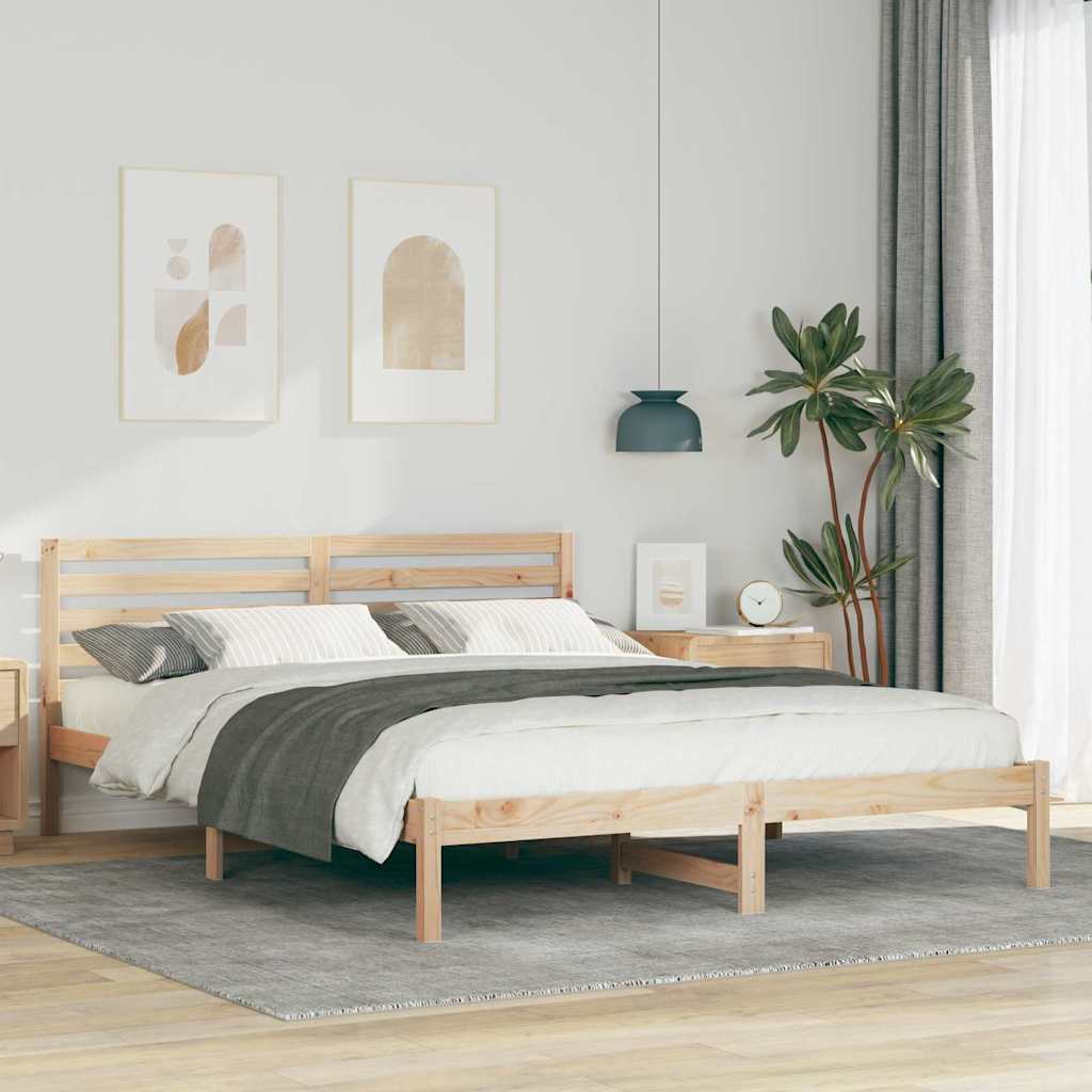 Sengestel med hovedgærde Brun 160 x 220 cm Massiv fyrretræ