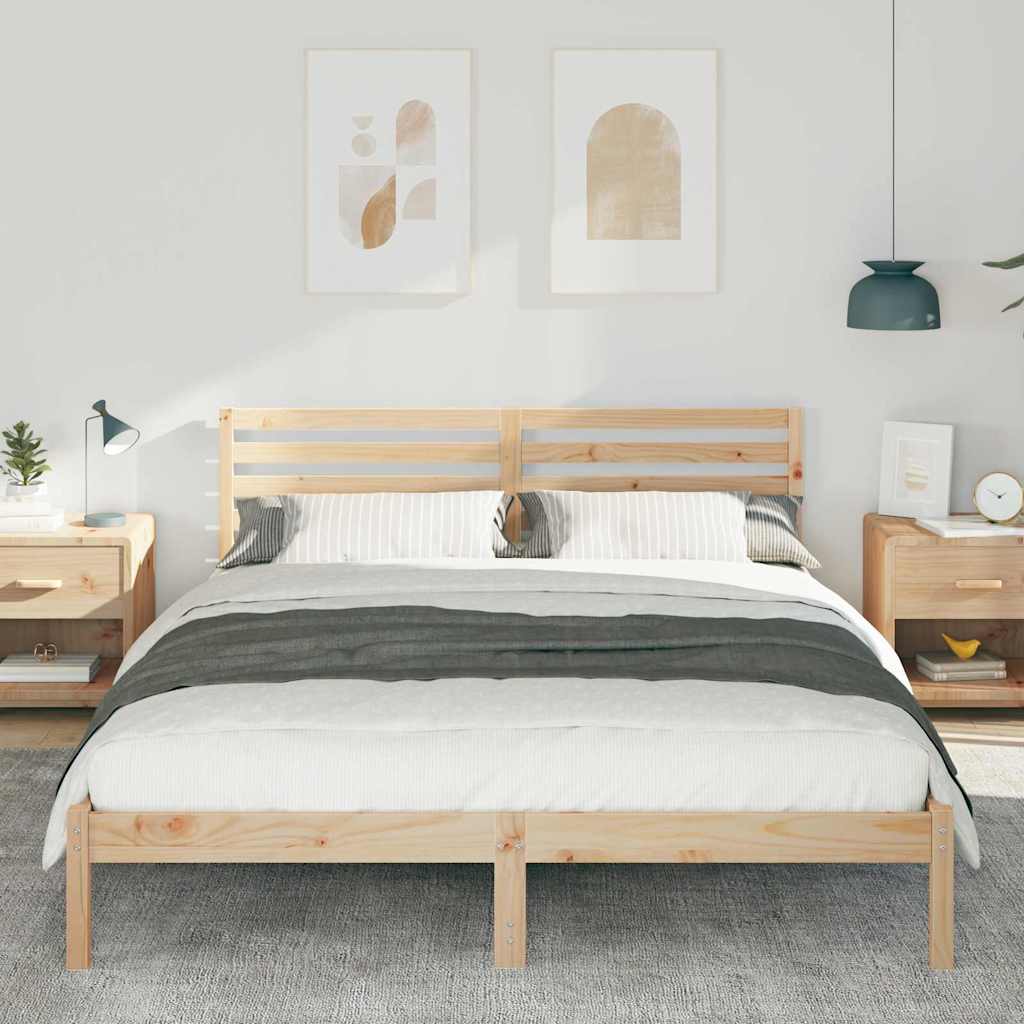 Sengestel med hovedgærde Brun 160 x 220 cm Massiv fyrretræ