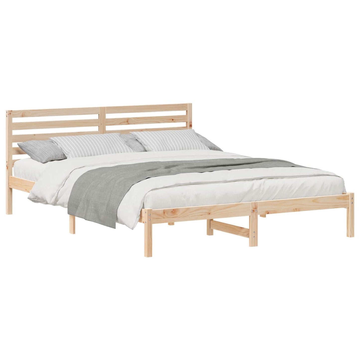 Sengestel med hovedgærde Brun 160 x 220 cm Massiv fyrretræ