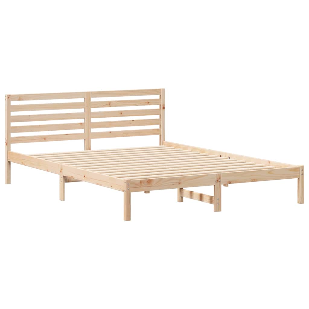 Sengestel med hovedgærde Brun 160 x 220 cm Massiv fyrretræ