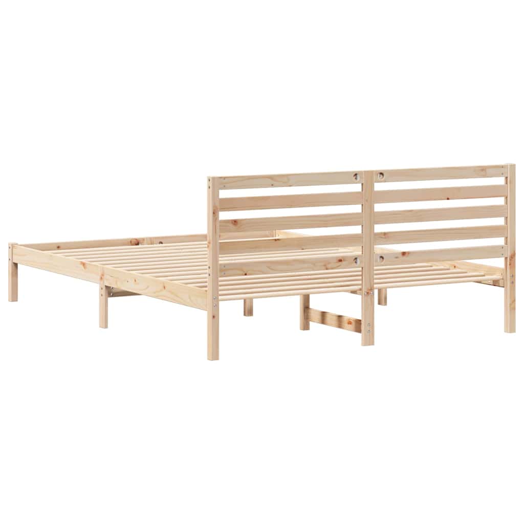 Sengestel med hovedgærde Brun 160 x 220 cm Massiv fyrretræ
