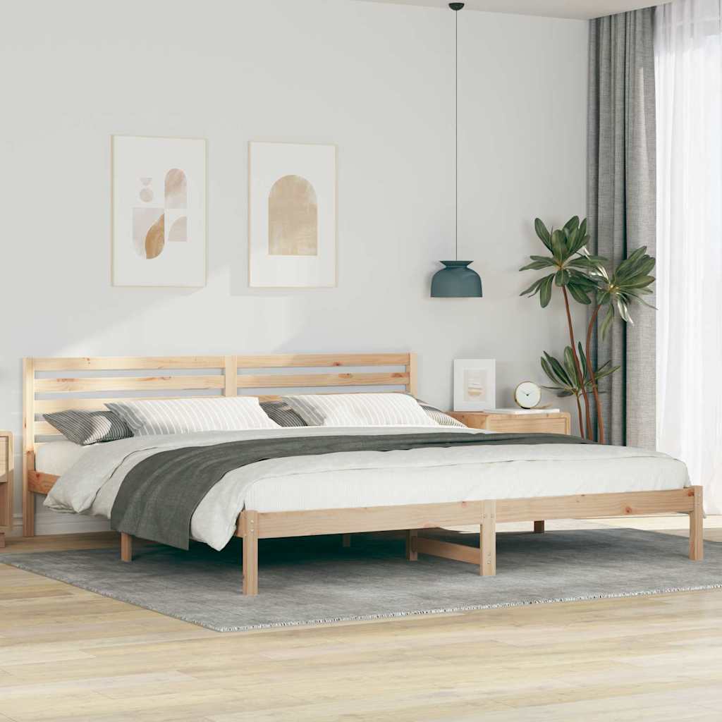 Sengestel med hovedgærde Brun 180 x 220 cm Massiv fyrretræ