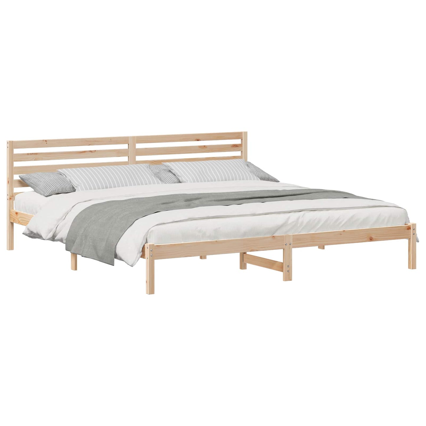 Sengestel med hovedgærde Brun 180 x 220 cm Massiv fyrretræ