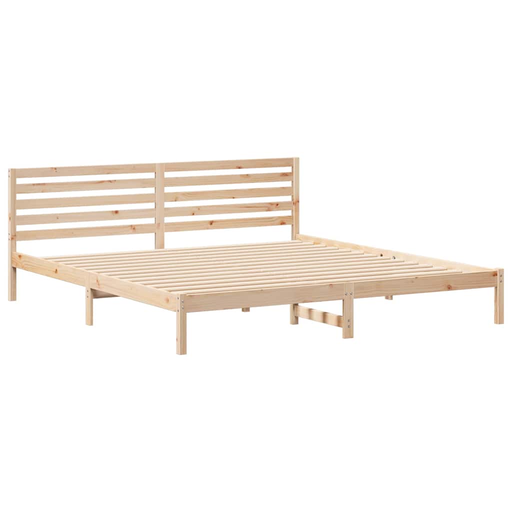 Sengestel med hovedgærde Brun 180 x 220 cm Massiv fyrretræ