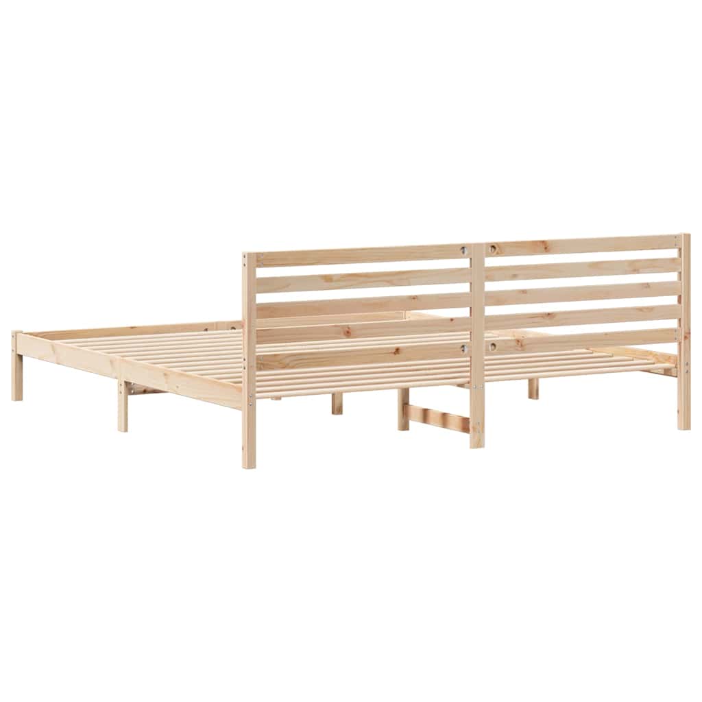 Sengestel med hovedgærde Brun 180 x 220 cm Massiv fyrretræ
