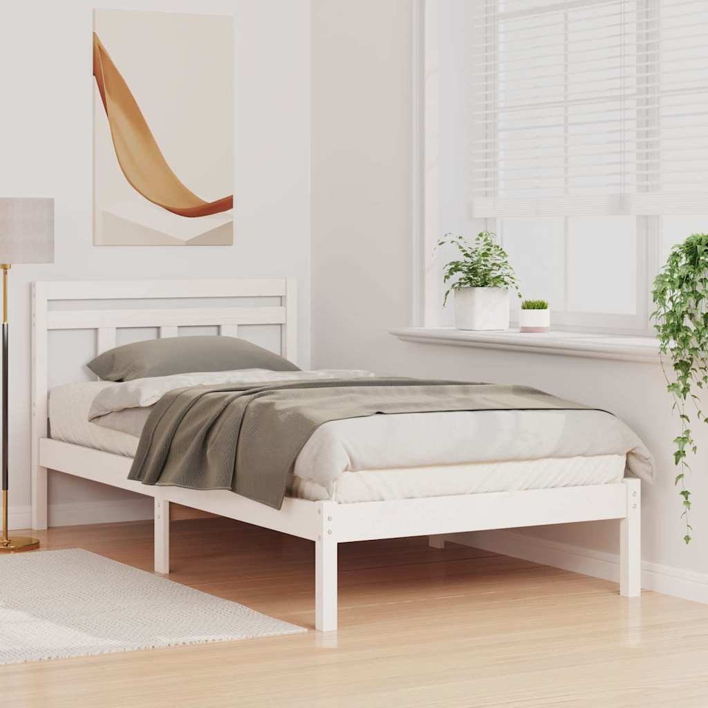 Sengestel Hvid 90 x 200 cm Massiv fyrretræ