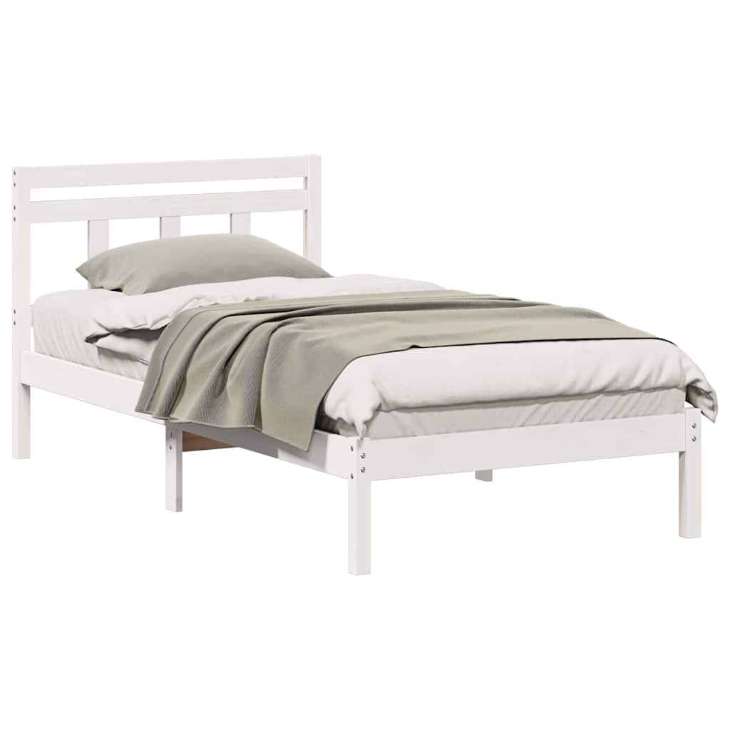 Sengestel Hvid 90 x 190 cm Massiv fyrretræ
