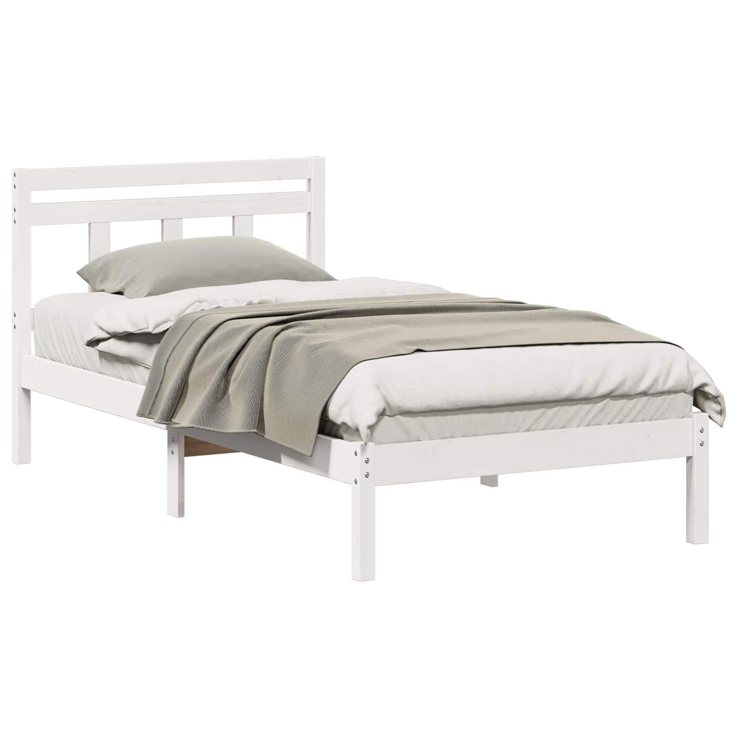 Sengestel Hvid 75 x 190 cm Massiv fyrretræ