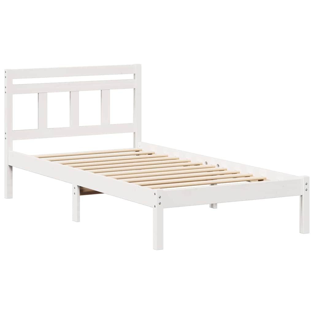 Sengestel Hvid 75 x 190 cm Massiv fyrretræ