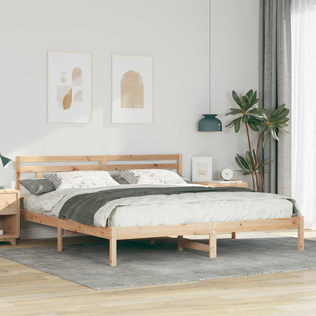 Sengestel Brun 200 x 200 cm Massiv fyrretræ