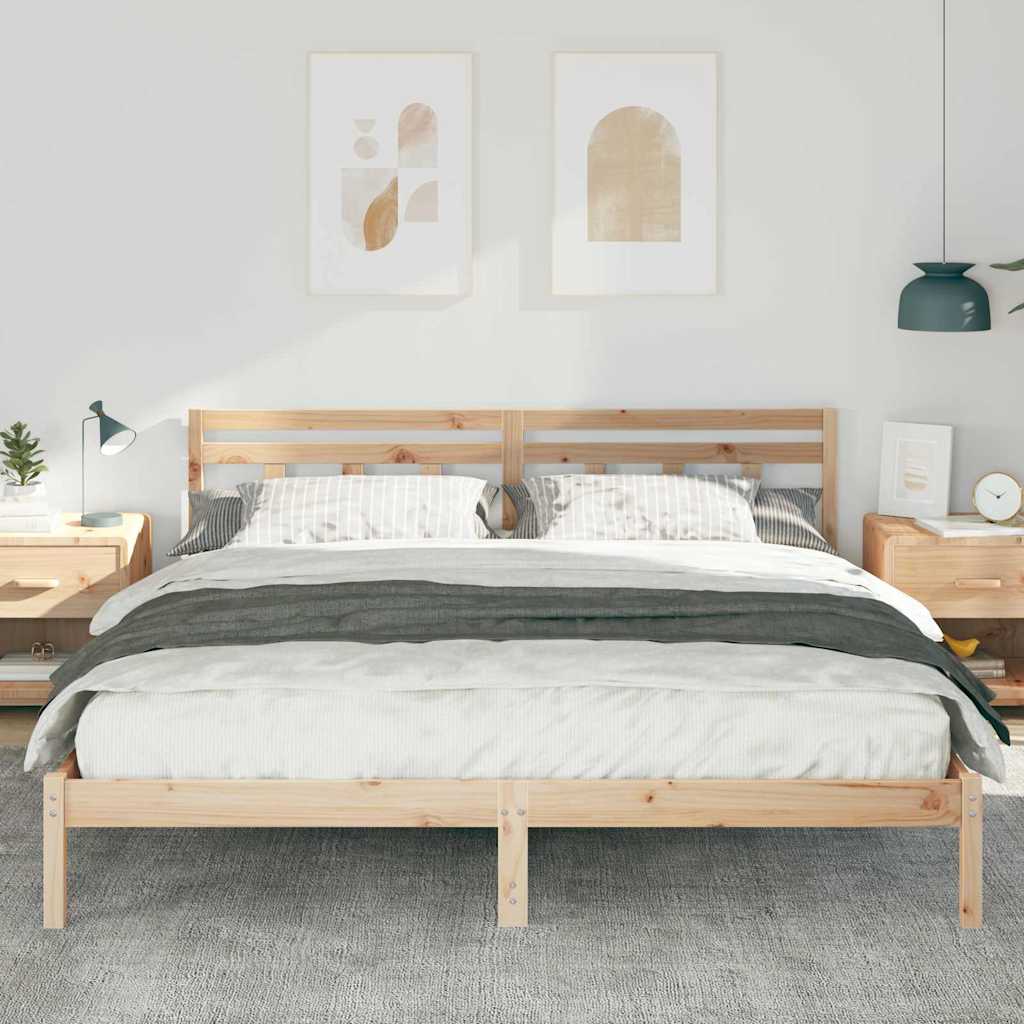 Sengestel Brun 200 x 200 cm Massiv fyrretræ