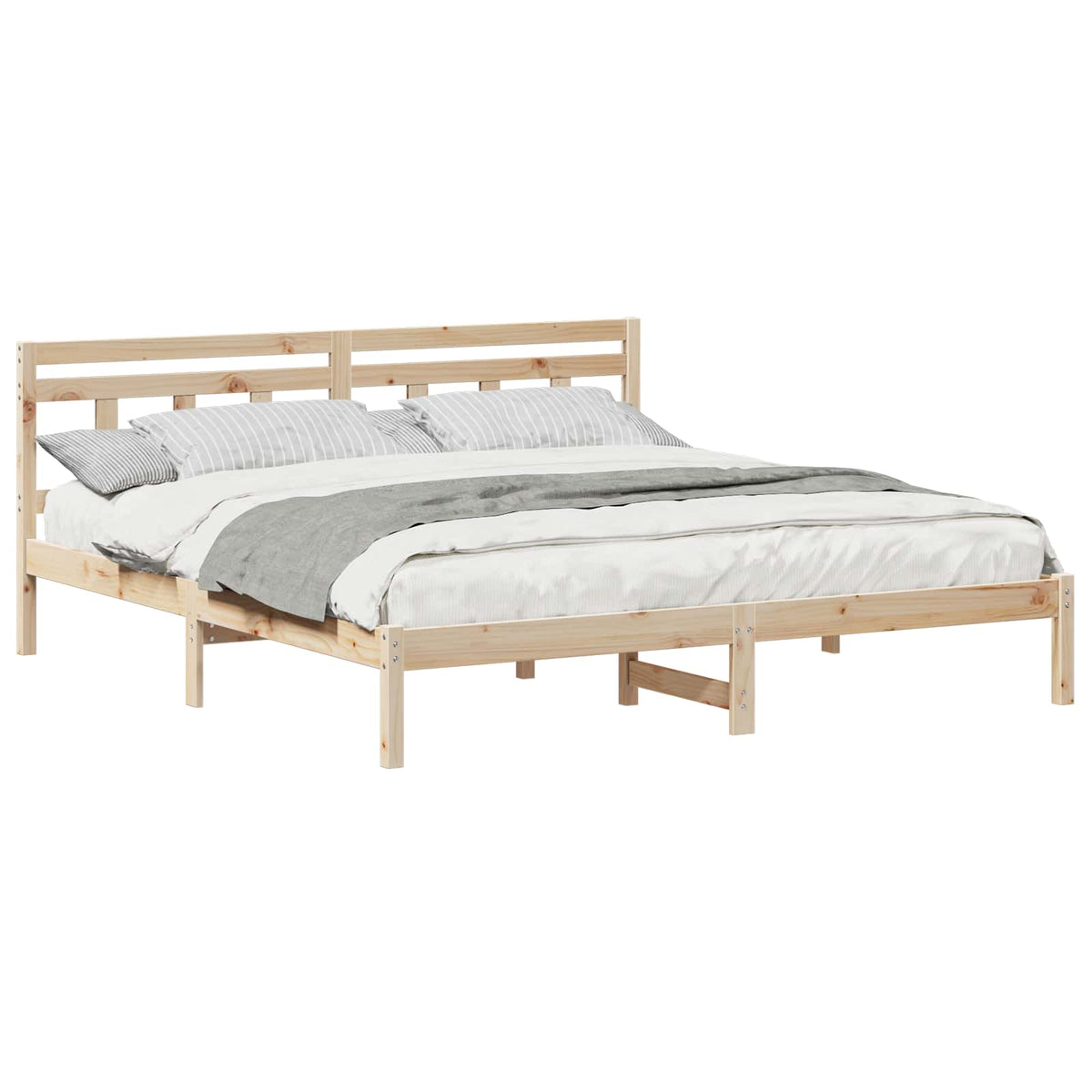 Sengestel Brun 200 x 200 cm Massiv fyrretræ