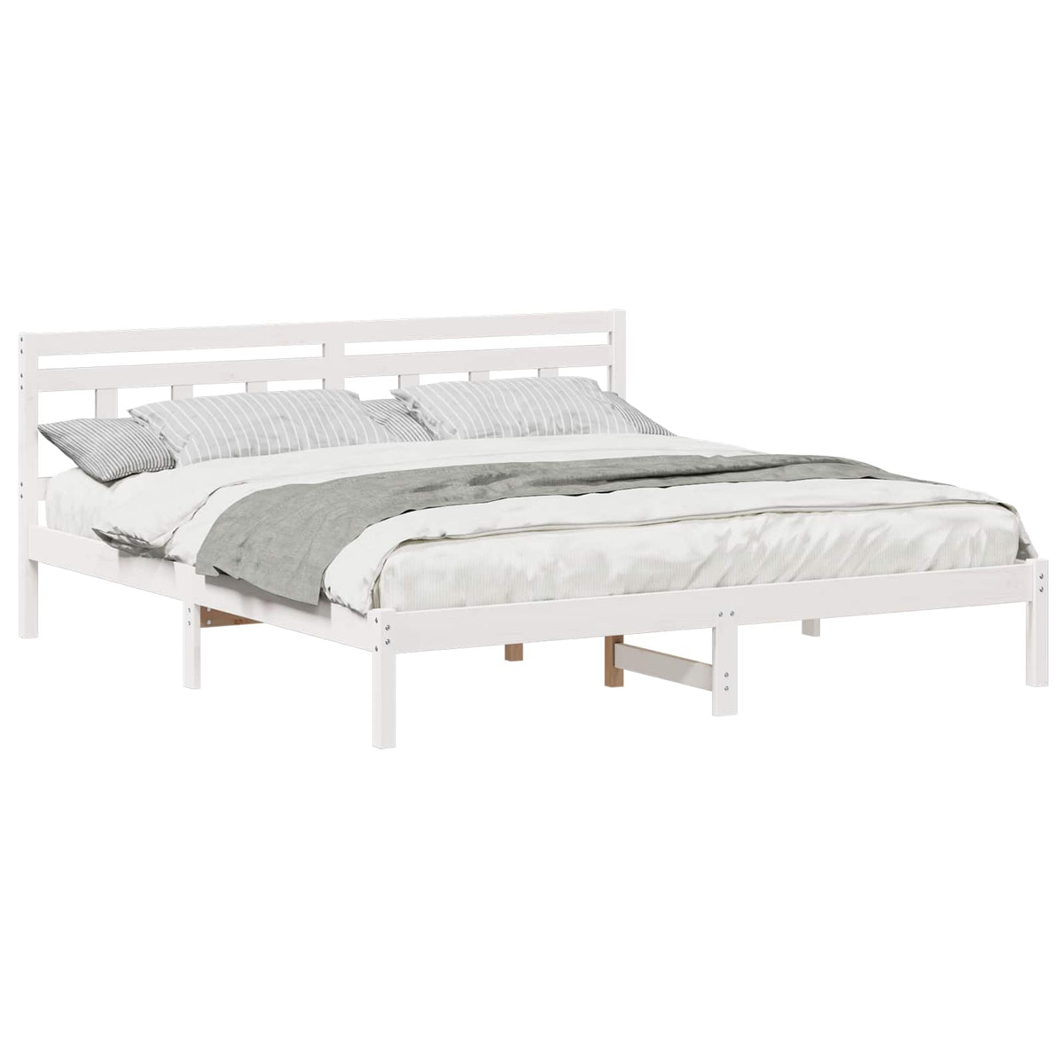 Sengestel Hvid 200 x 200 cm Massiv fyrretræ
