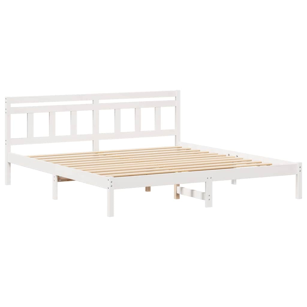 Sengestel Hvid 200 x 200 cm Massiv fyrretræ