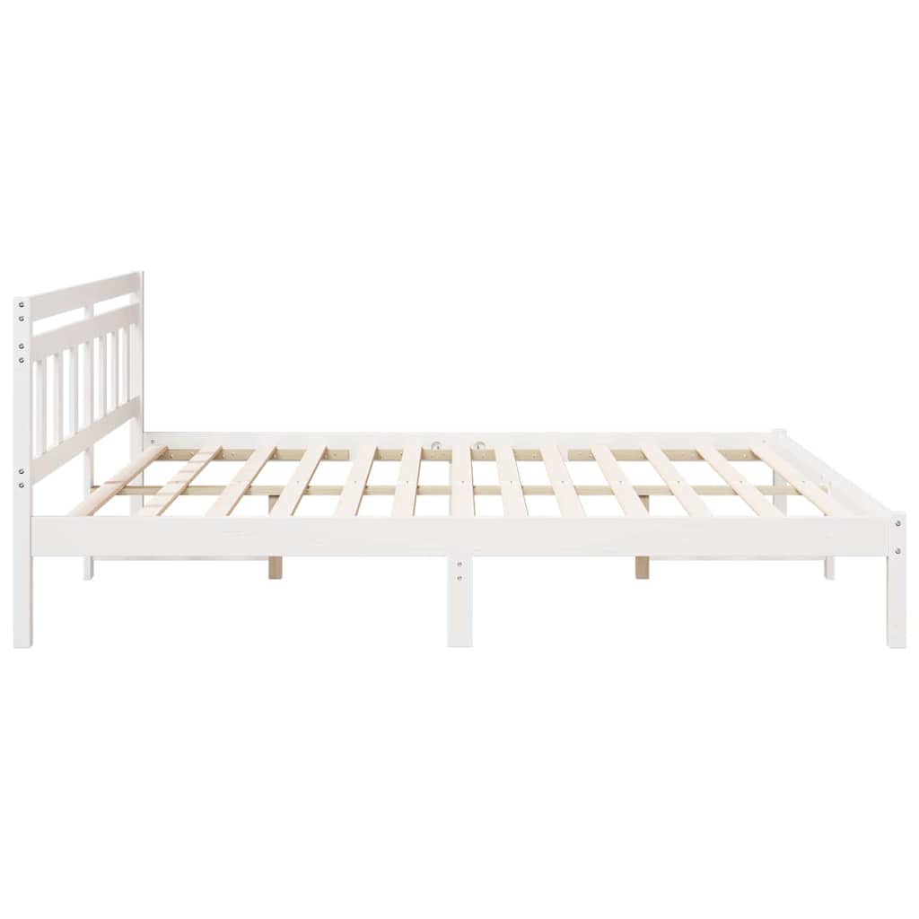 Sengestel Hvid 200 x 200 cm Massiv fyrretræ
