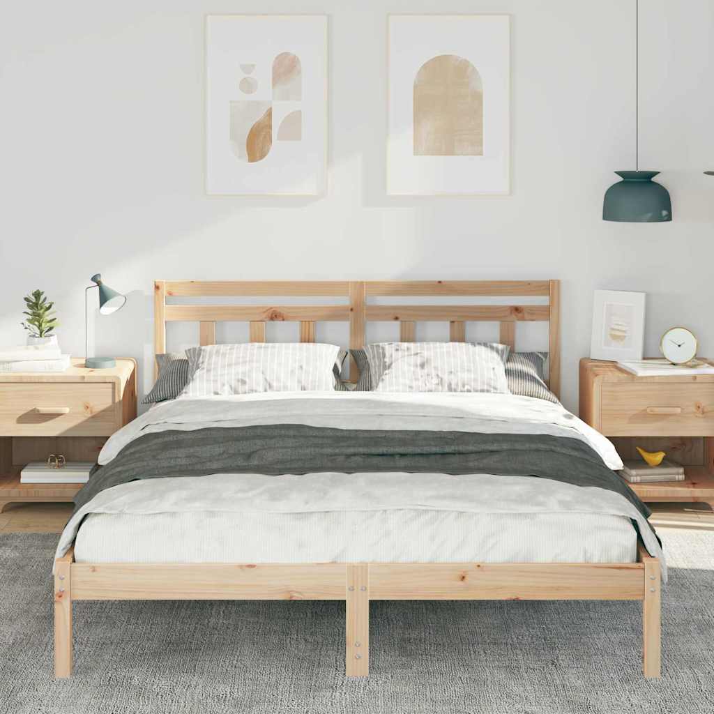 Sengestel Brun 160 x 200 cm Massiv fyrretræ
