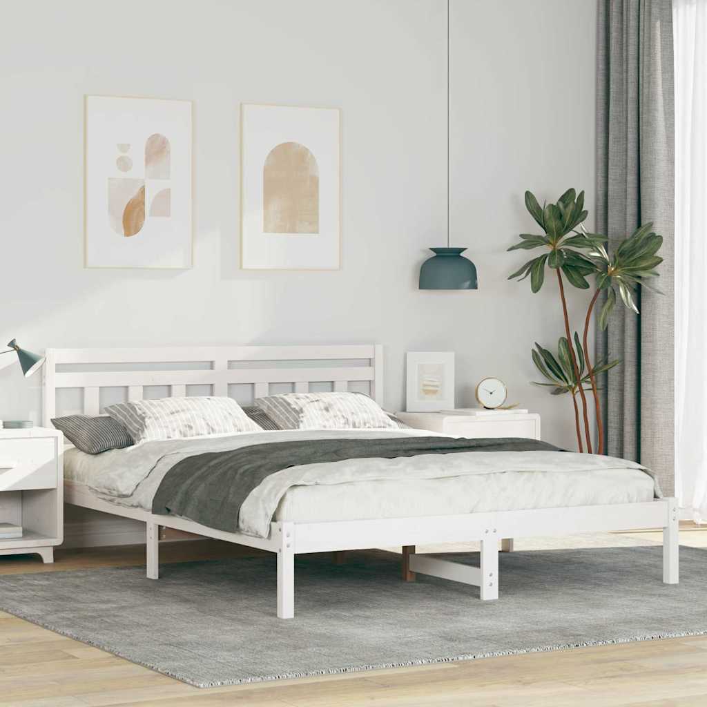 Sengestel Hvid 160 x 200 cm Massiv fyrretræ