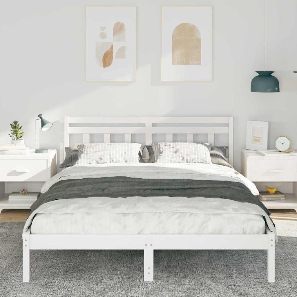Sengestel Hvid 160 x 200 cm Massiv fyrretræ