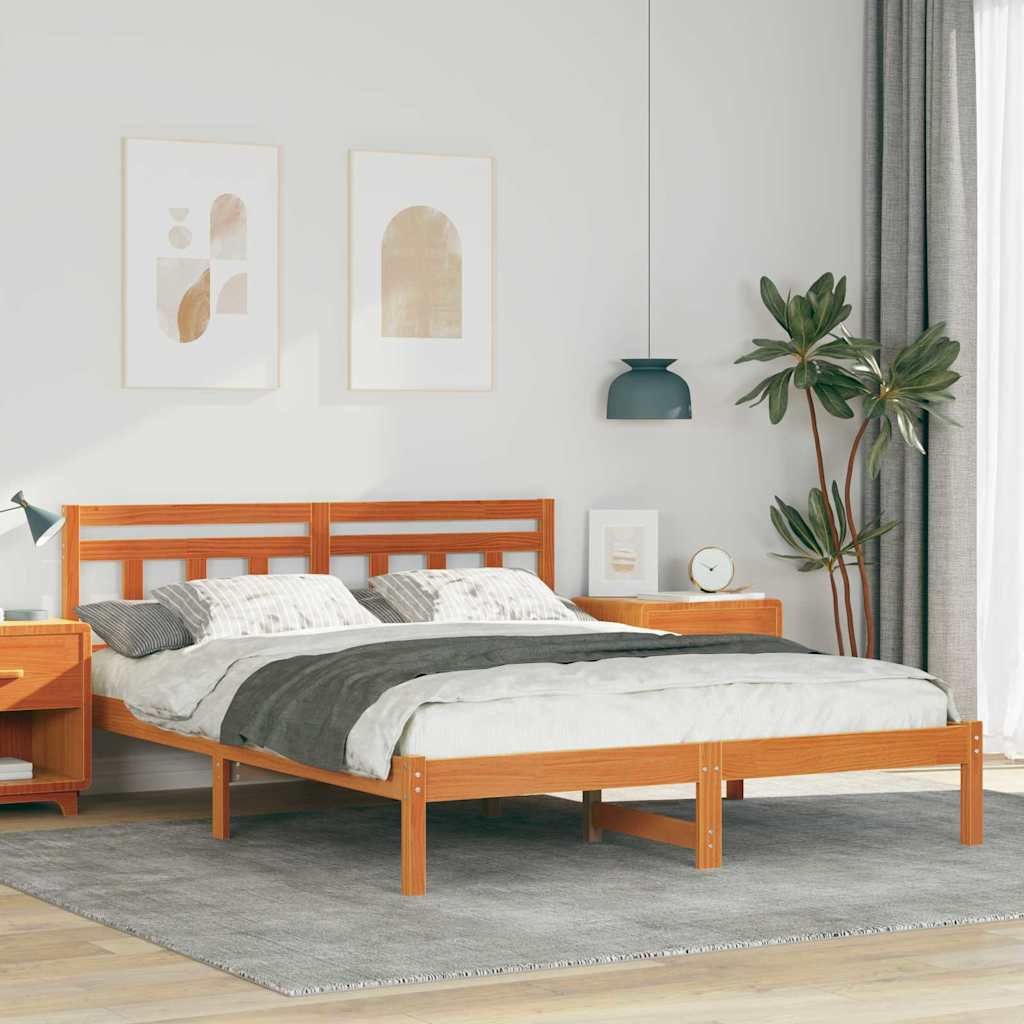 Sengestel Brun 160 x 200 cm Massiv fyrretræ