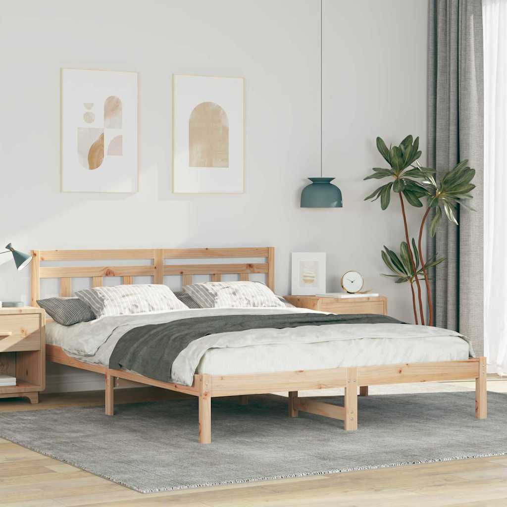 Sengestel Brun 150 x 200 cm Massiv fyrretræ