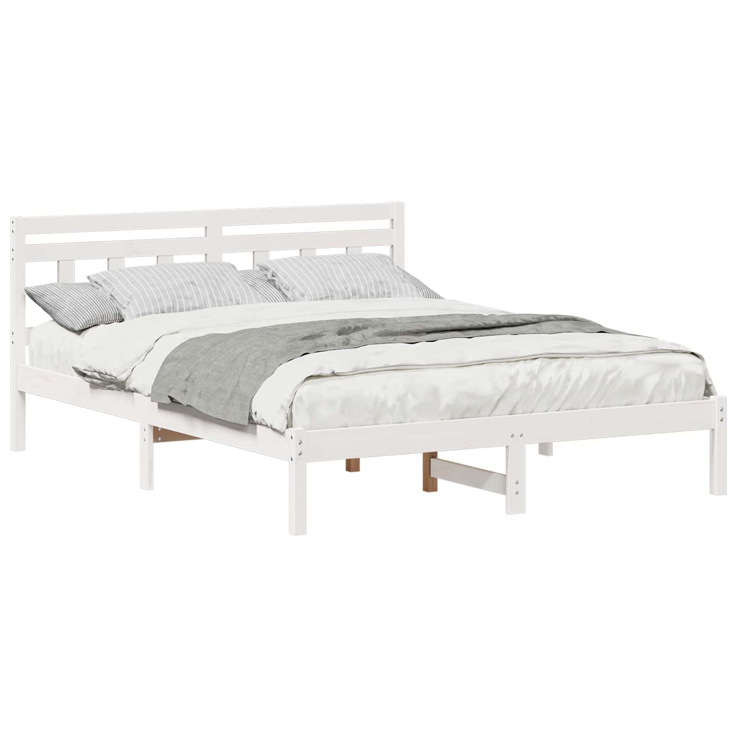 Sengestel Hvid 150 x 200 cm Massiv fyrretræ