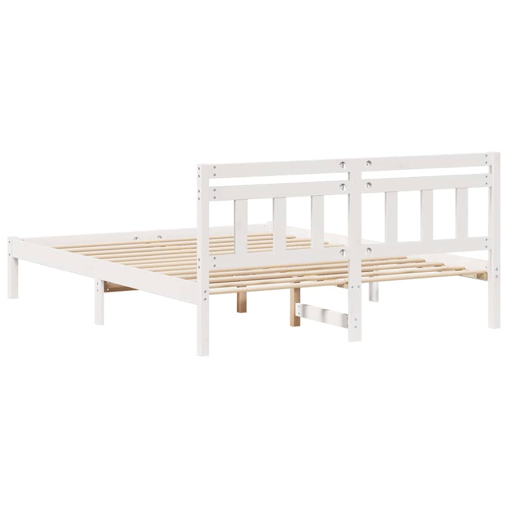 Sengestel Hvid 150 x 200 cm Massiv fyrretræ