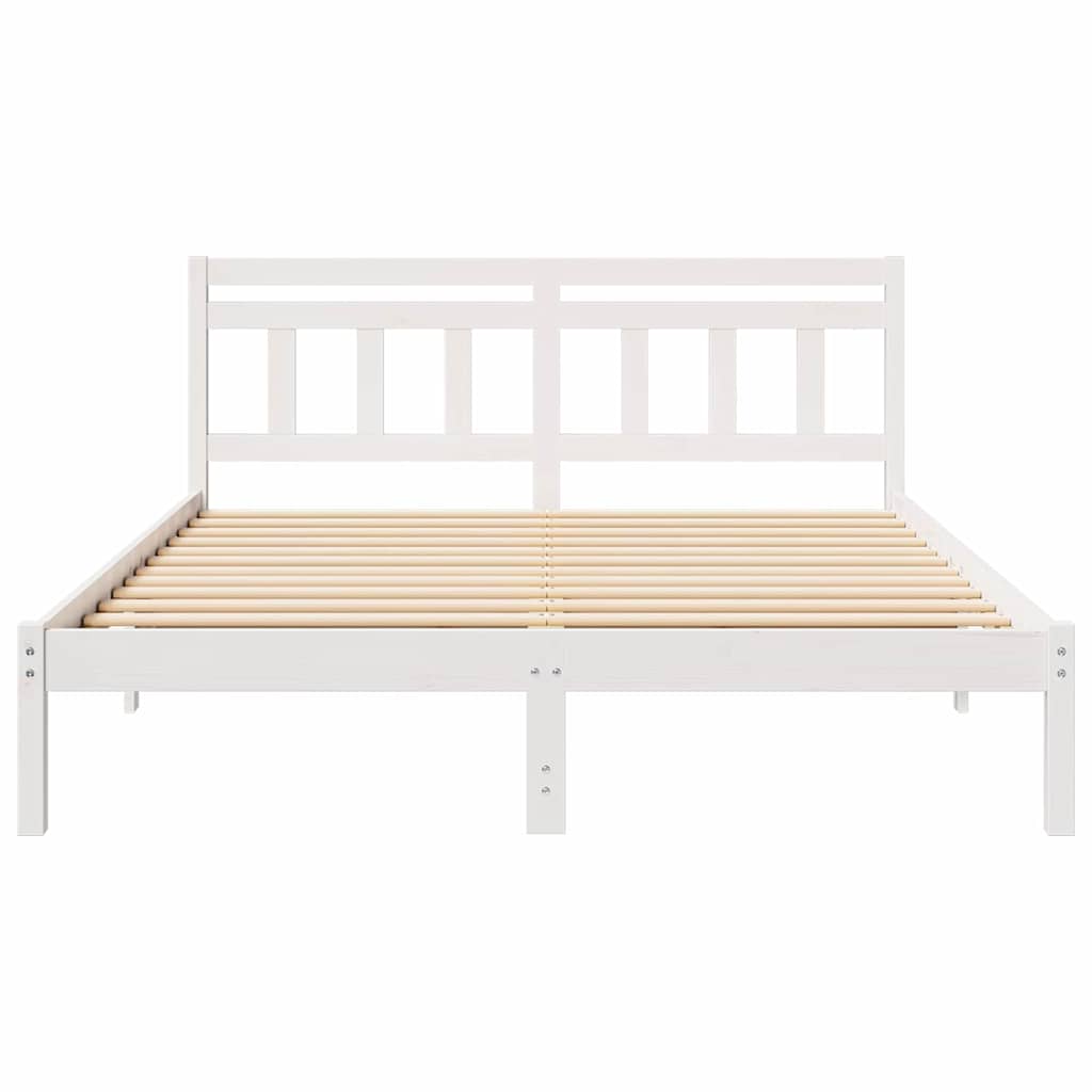 Sengestel Hvid 150 x 200 cm Massiv fyrretræ