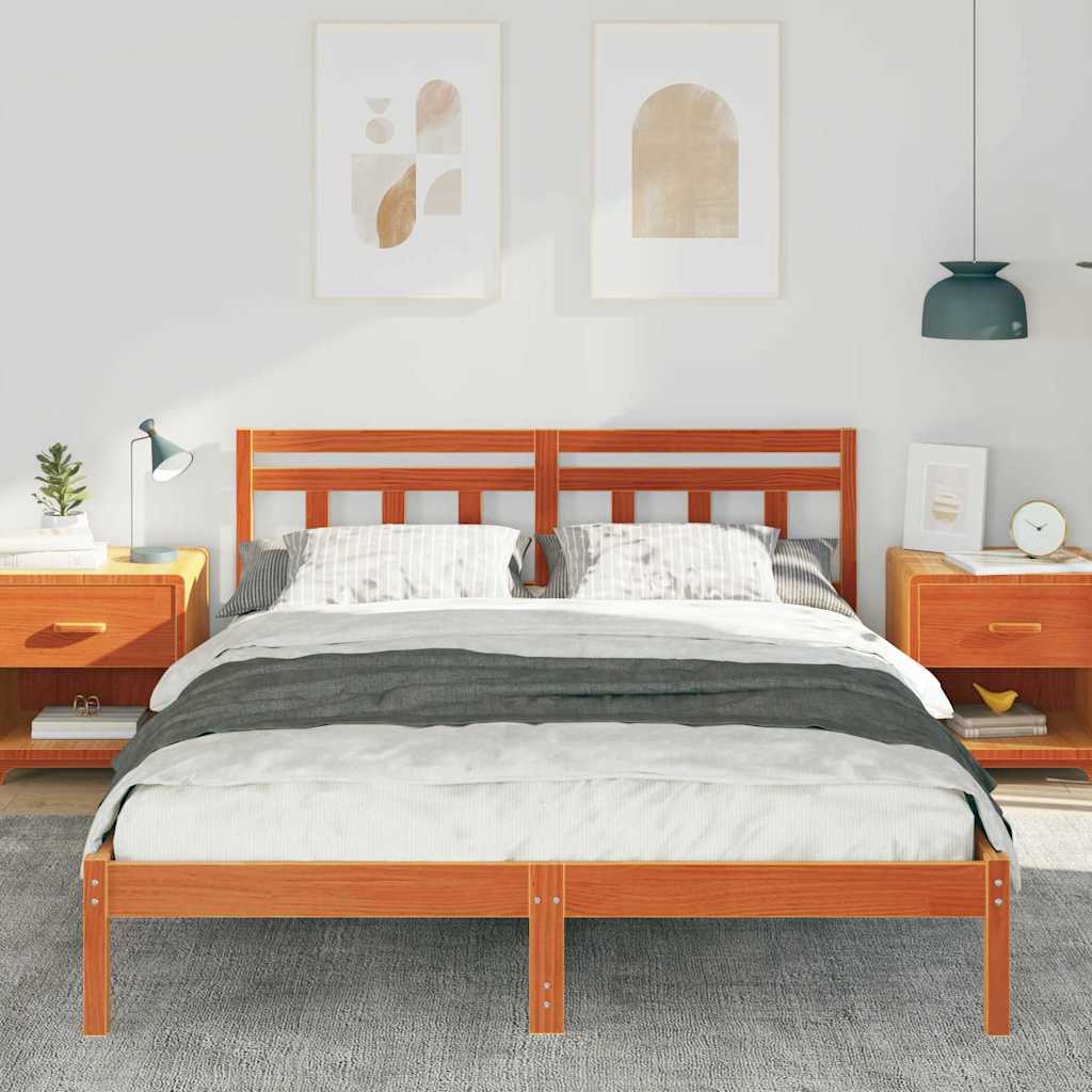 Sengestel Brun 150 x 200 cm Massiv fyrretræ