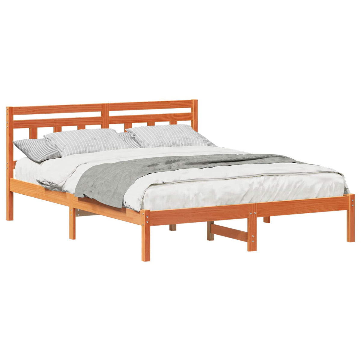 Sengestel Brun 150 x 200 cm Massiv fyrretræ