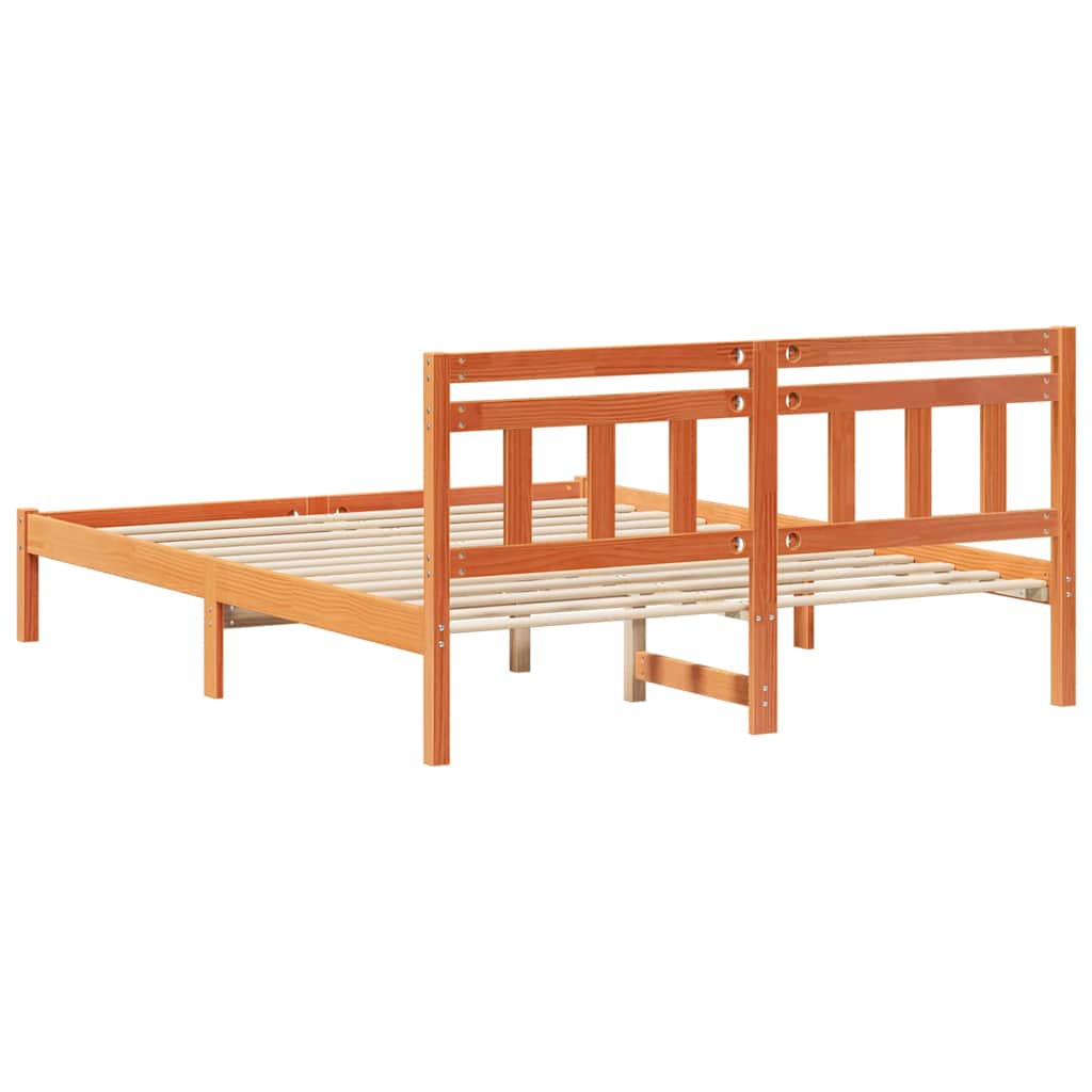 Sengestel Brun 140 x 200 cm Massiv fyrretræ