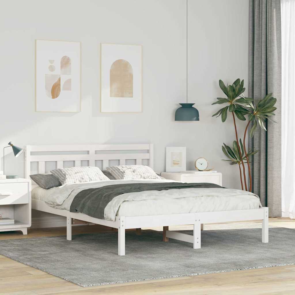 Sengestel Hvid 120 x 200 cm Massiv fyrretræ