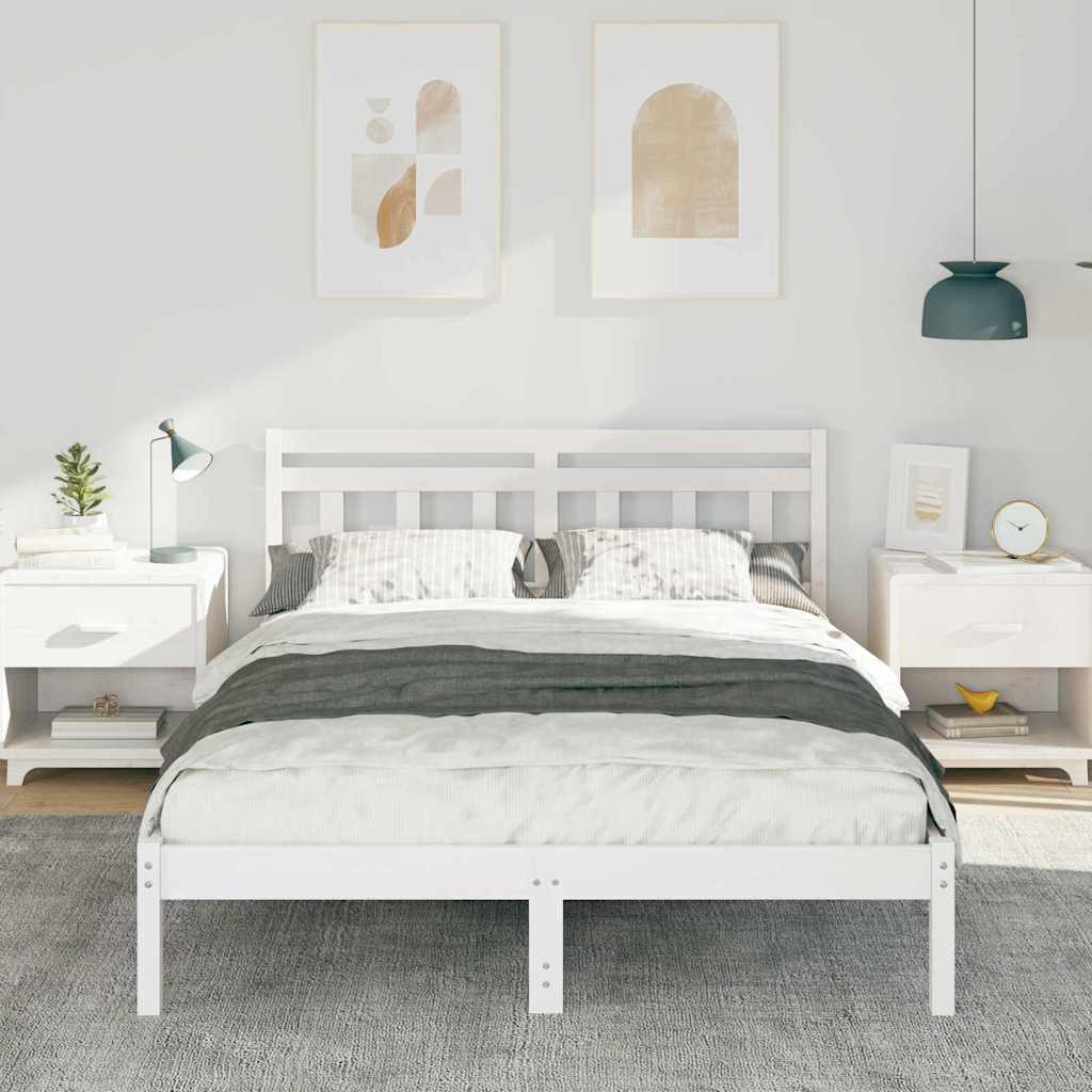 Sengestel Hvid 140 x 190 cm Massiv fyrretræ
