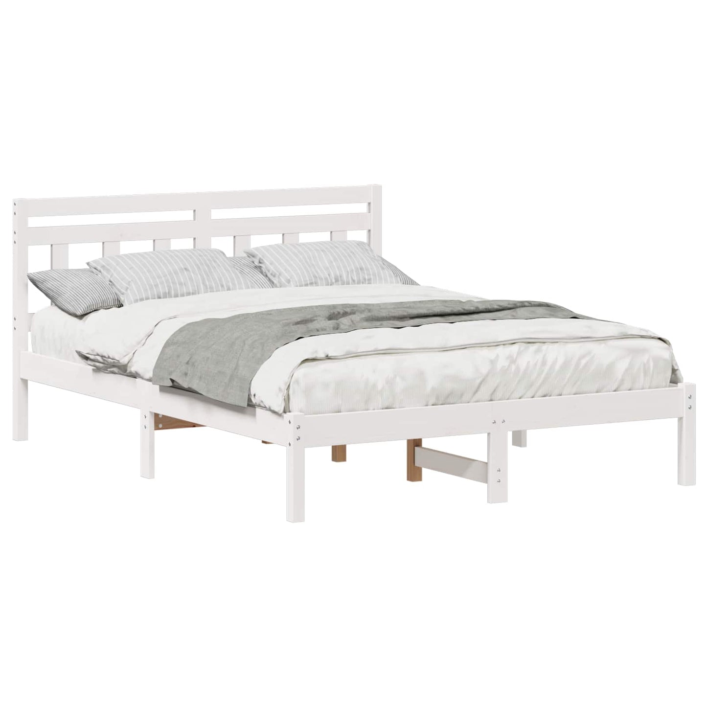Sengestel Hvid 140 x 190 cm Massiv fyrretræ