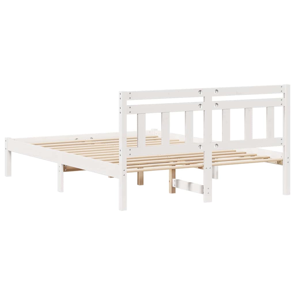Sengestel Hvid 140 x 190 cm Massiv fyrretræ