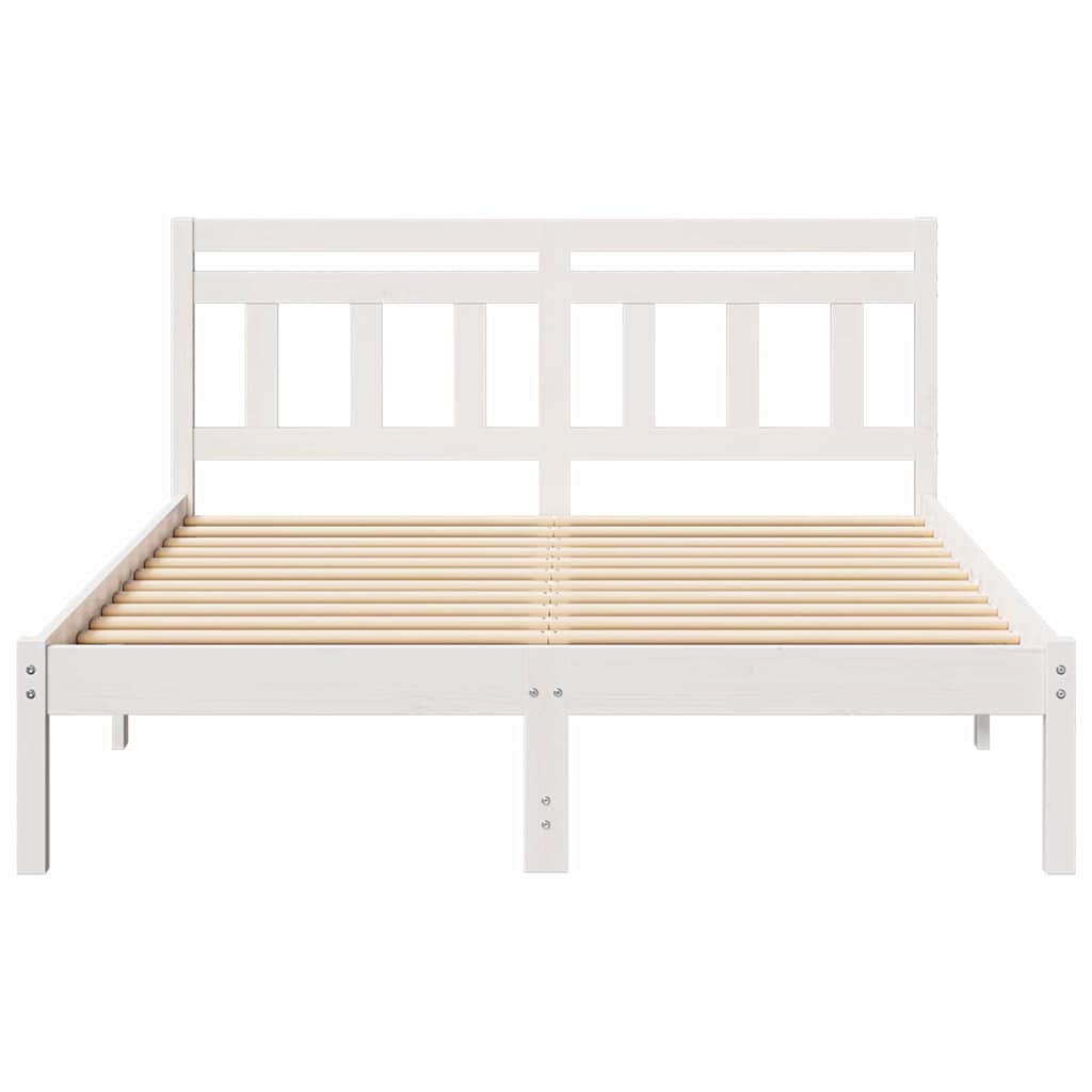 Sengestel Hvid 140 x 190 cm Massiv fyrretræ