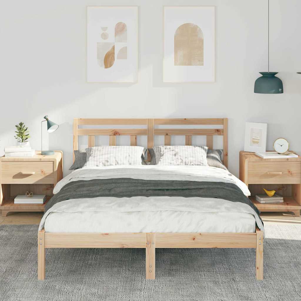 Sengestel Brun 135 x 190 cm Massiv fyrretræ