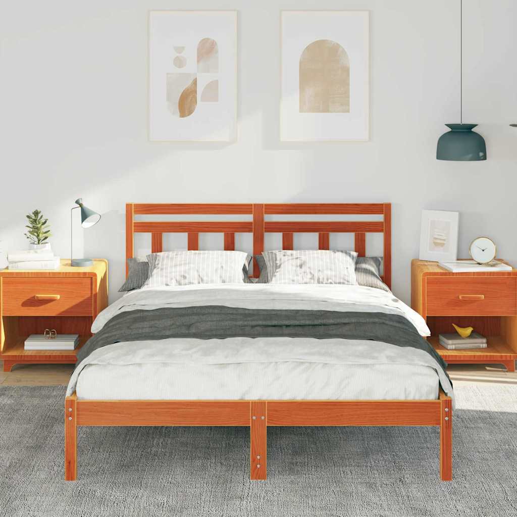 Sengestel Brun 135 x 190 cm Massiv fyrretræ