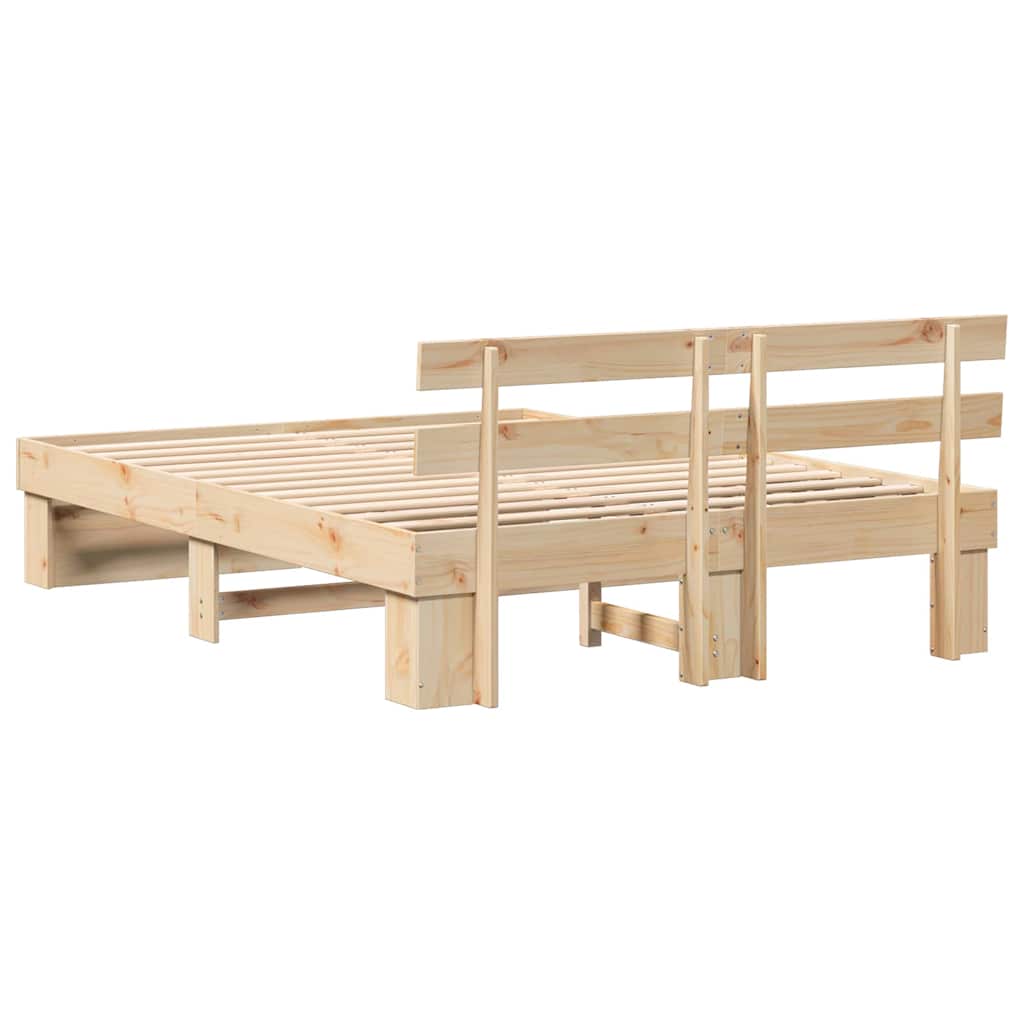 Sengestel med hovedgærde Brun 160 x 200 cm Massiv fyrretræ