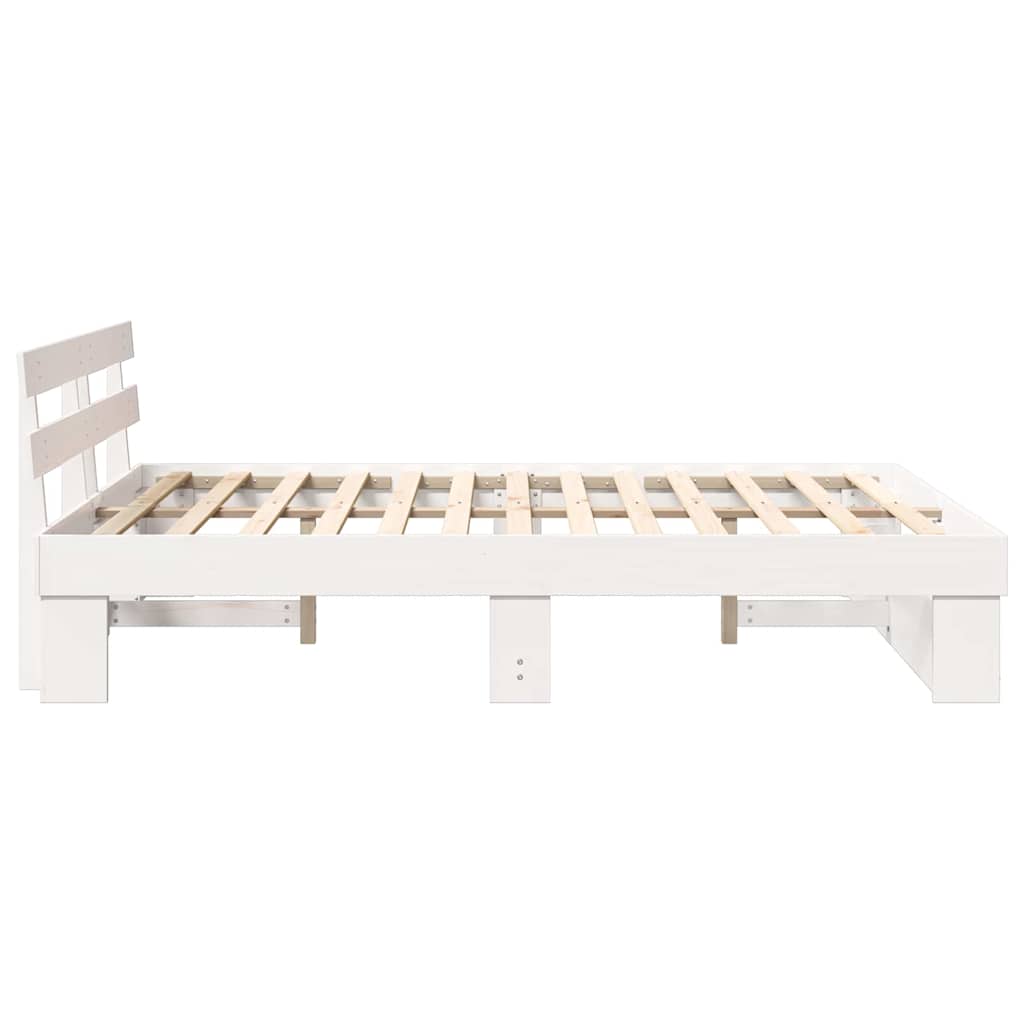 Sengestel med hovedgærde Hvid 160 x 200 cm Massiv fyrretræ
